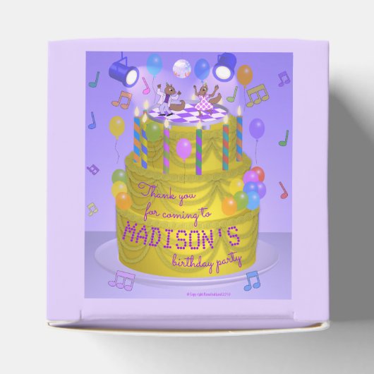 Dansende eekhoorns op taart verjaardag bedankdoosjes (Bovenkant)