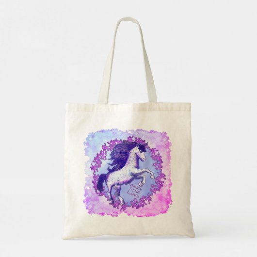 Dansende eenhoorn canvas tas (Achterkant)