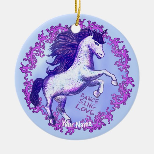 Dansende Eenhoorn Keramisch Ornament (Voorkant)