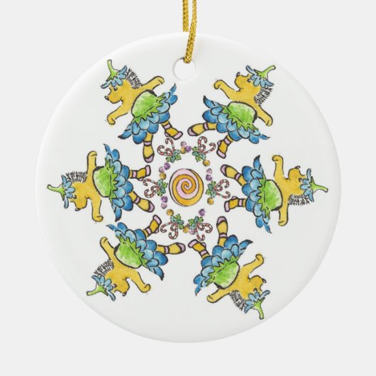 Dansende egel keramisch ornament (Voorkant)