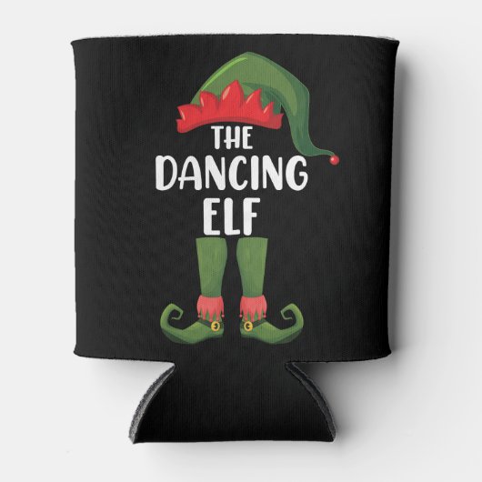 Dansende Elf Family Matching Group kerstparty Blikjeskoeler (Voorkant)