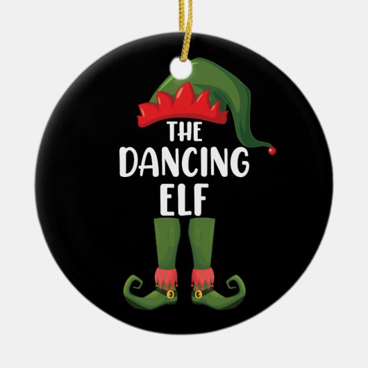 Dansende Elf Family Matching Group kerstparty Keramisch Ornament (Voorkant)