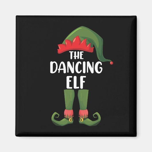 Dansende Elf Family Matching Group kerstparty Magneet (Voorkant)