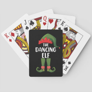 Dansende Elf Family Matching Group kerstparty Pokerkaarten