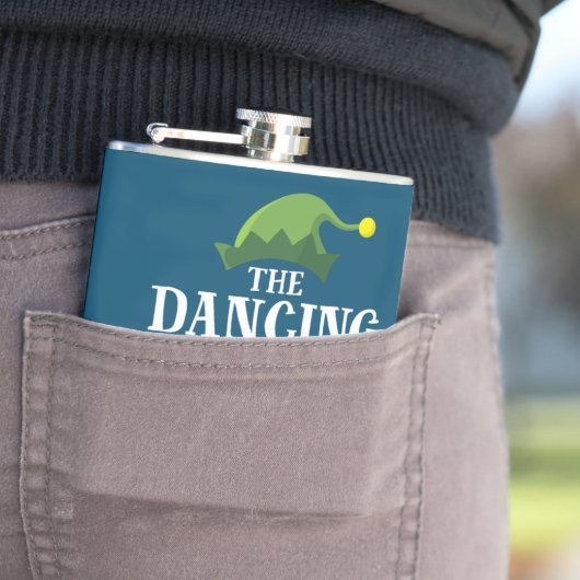 Dansende Elf Matching Family Group kerstparty Heupfles (Voorbeeld)