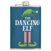Dansende Elf Matching Family Group kerstparty Heupfles (Voorkant)