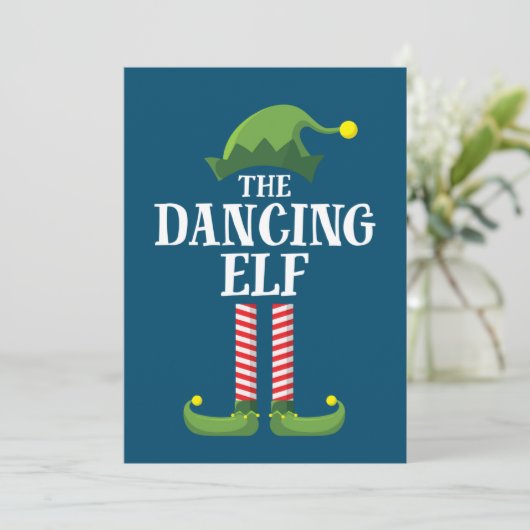 Dansende Elf Matching Family Group kerstparty Kaart (Staand voorkant)