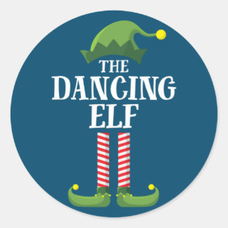 Dansende Elf Matching Family Group kerstparty Ronde Sticker