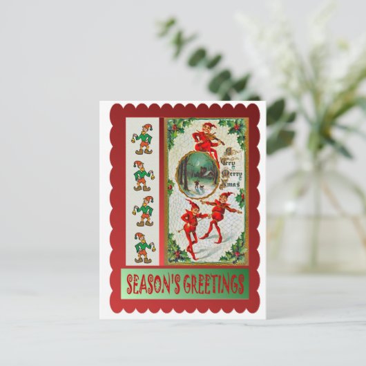 Dansende elfen feestdagenkaart (Staand voorkant)