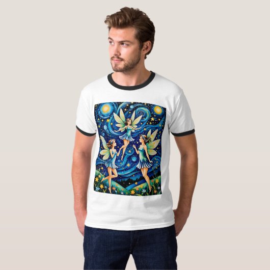 Dansende feeën onder Starry Sky T-shirt (Voorkant volledig)