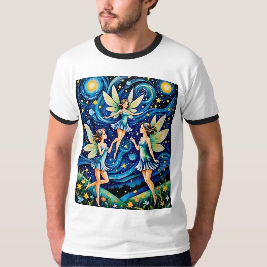 Dansende feeën onder Starry Sky T-shirt (Voorkant)