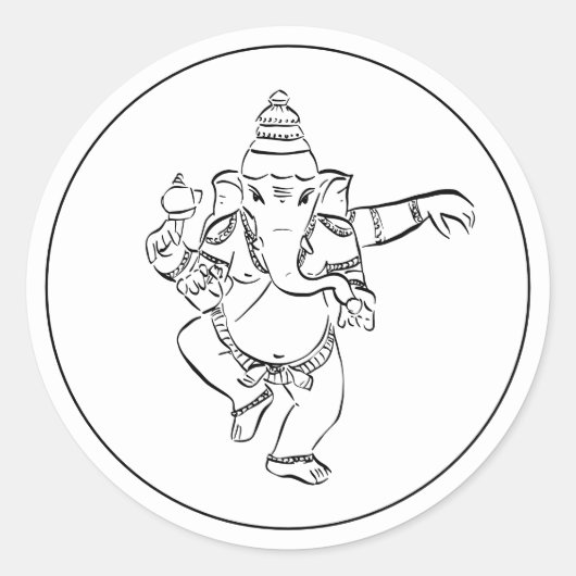 Dansende Festive Ganesh | Indiase God Ronde Sticker (Voorkant)