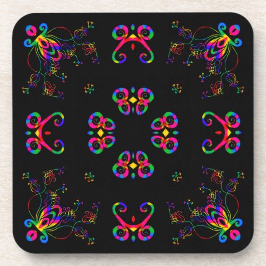 Dansende Fiesta Bloemen Bier Onderzetter (Voorkant)