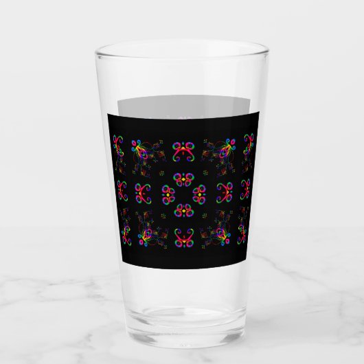 Dansende Fiesta Bloemen Glas (Voorkant)