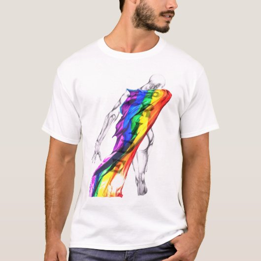 Dansende figuur met pride vlag t-shirt (Voorkant)