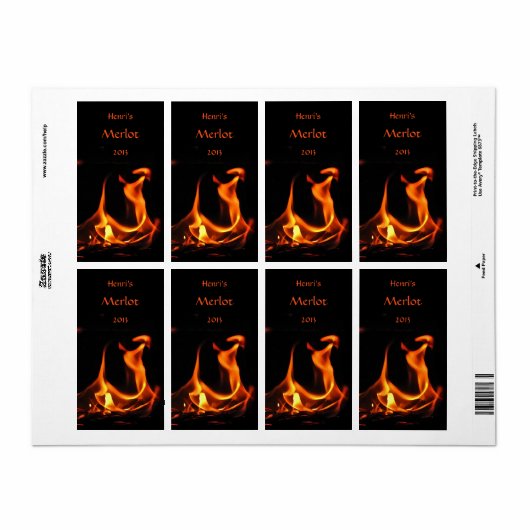 Dansende Fire Wijn Etiketten (Full Sheet)