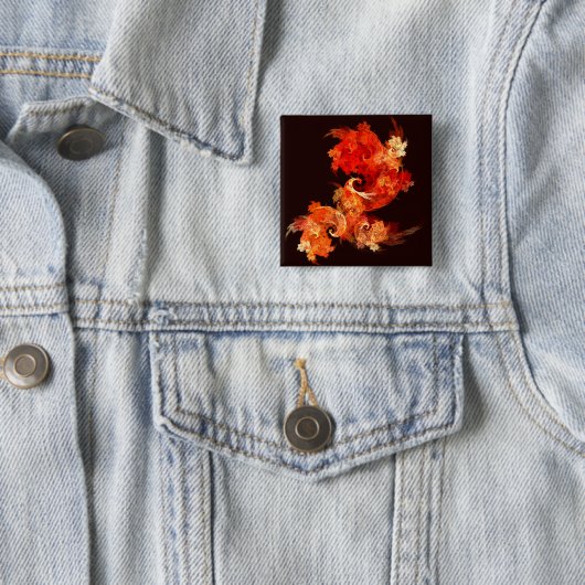 Dansende Firebird Abstract Art Button (vierkant) (In situ)