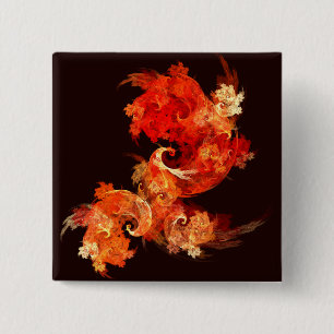 Dansende Firebird Abstract Art Button (vierkant)