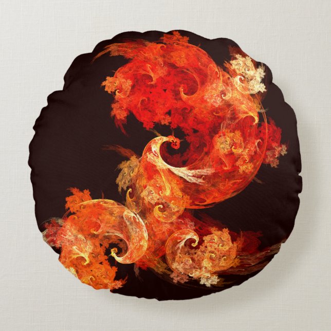 Dansende Firebird Abstract Art Round Pillow Rond Kussen (Voorkant)