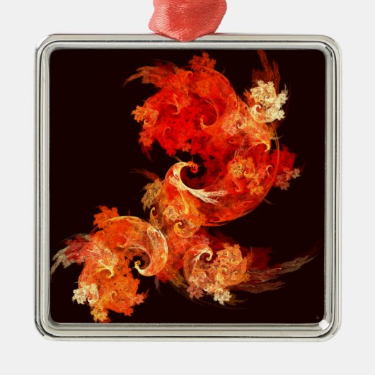 Dansende Firebird Abstract Art Square Metalen Ornament (Voorkant)