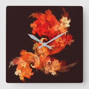 Dansende Firebird Abstract Art Square Vierkante Klok