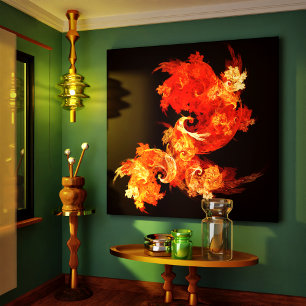 Dansende Firebird Abstract Wrapped Canvas Print