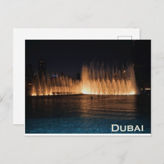 Dansende fonteinen in Burj Khalifa, Briefkaart Dub (Voorkant / Achterkant)