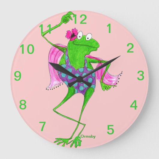 Dansende Froggy Wall Clock Grote Klok (Voorkant)