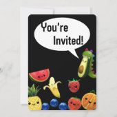 Dansende fruit thema eerste verjaardagskaart kaart (Achterkant)