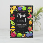 Dansende fruitverjaardag kaart (Staand voorkant)