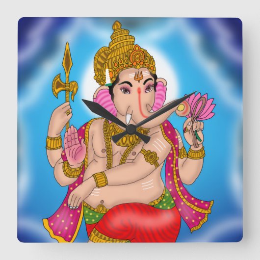 Dansende Ganesha-klok Vierkante Klok (Voorkant)