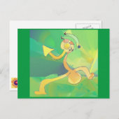 Dansende Gardener Abstracte Art Briefkaart Green, (Voorkant / Achterkant)