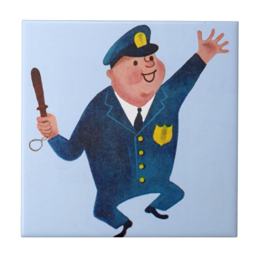 dansende gelukkige agent tegeltje (Voorkant)
