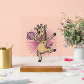 Dansende Giraffe Disco Bal Retro Gravure Shirt Acryl Bord (Huwelijk)