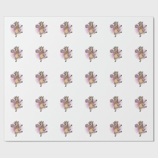 Dansende Giraffe Disco Bal Retro Gravure Shirt Cadeaupapier (Vlak)