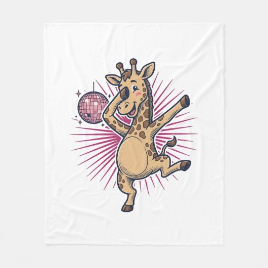 Dansende Giraffe Disco Bal Retro Gravure Shirt Fleece Deken (Voorkant)