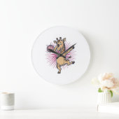 Dansende Giraffe Disco Bal Retro Gravure Shirt Grote Klok (Huis)