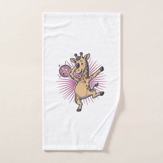 Dansende Giraffe Disco Bal Retro Gravure Shirt Handdoek (Handdoek)