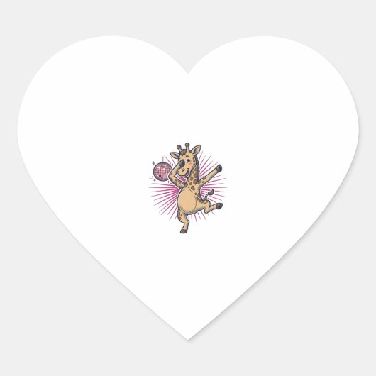 Dansende Giraffe Disco Bal Retro Gravure Shirt Hart Sticker (Voorkant)