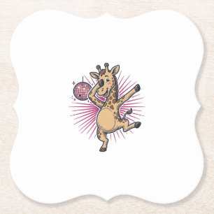 Dansende Giraffe Disco Bal Retro Gravure Shirt Kartonnen Onderzetters
