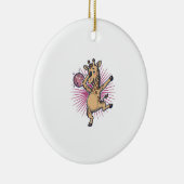 Dansende Giraffe Disco Bal Retro Gravure Shirt Keramisch Ornament (Rechts)