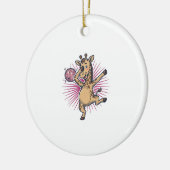 Dansende Giraffe Disco Bal Retro Gravure Shirt Keramisch Ornament (Links)
