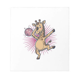 Dansende Giraffe Disco Bal Retro Gravure Shirt Notitieblok