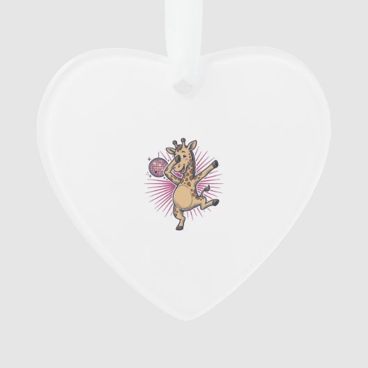 Dansende Giraffe Disco Bal Retro Gravure Shirt Ornament (voorkant)