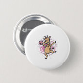 Dansende Giraffe Disco Bal Retro Gravure Shirt Ronde Button 5,7 Cm (Voorkant /achterkant)