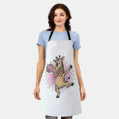 Dansende Giraffe Disco Bal Retro Gravure Shirt Schort (Gedragen)