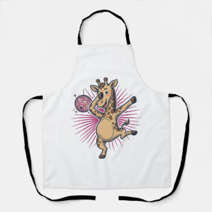 Dansende Giraffe Disco Bal Retro Gravure Shirt Schort