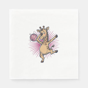 Dansende Giraffe Disco Bal Retro Gravure Shirt Servet