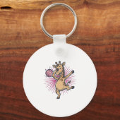 Dansende Giraffe Disco Bal Retro Gravure Shirt Sleutelhanger (Voorkant)