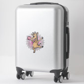 Dansende Giraffe Disco Bal Retro Gravure Shirt Sticker (Koffer)